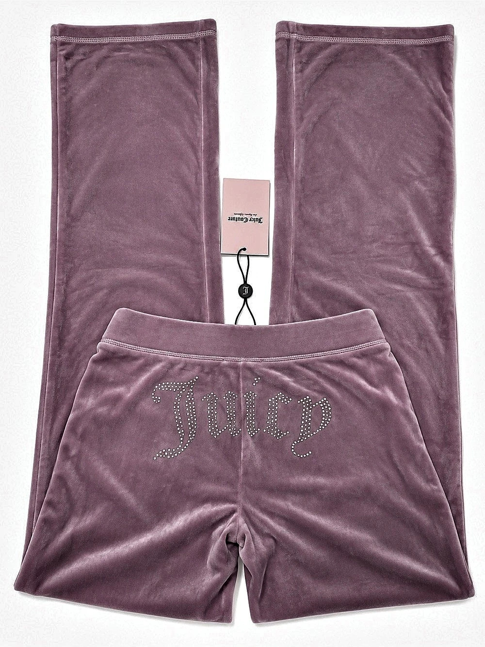 NWT Juicy Couture Velour Track Pants XXS Smoky Grape Rhinestone Y2K $169